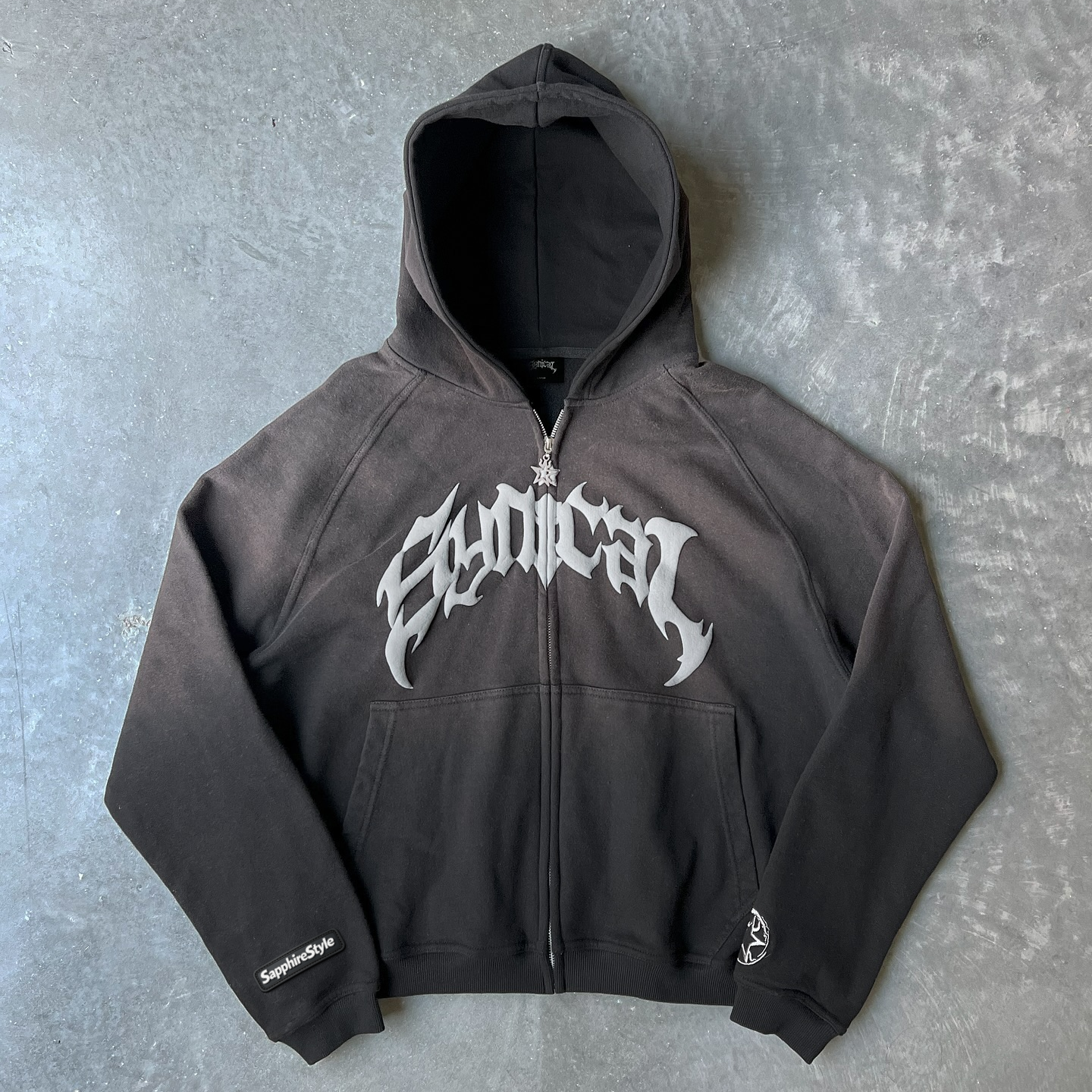 Sapphirestyle Vintage Gradient Print Zip-Up Hoodie