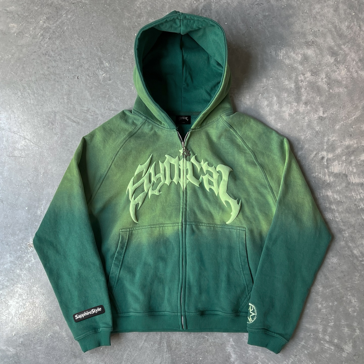 Sapphirestyle Vintage Gradient Print Zip-Up Hoodie