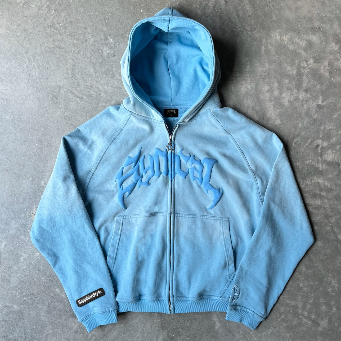 Sapphirestyle Vintage Gradient Print Zip-Up Hoodie