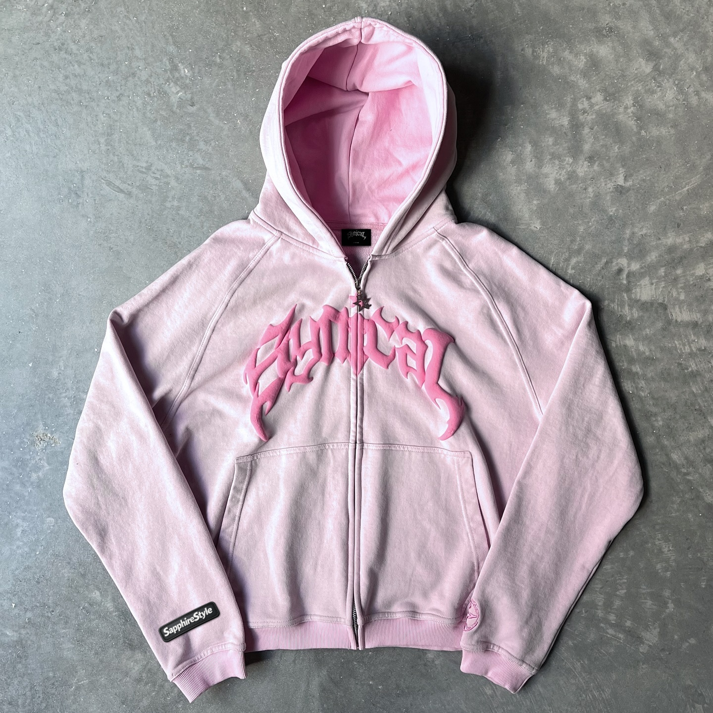 Sapphirestyle Vintage Gradient Print Zip-Up Hoodie