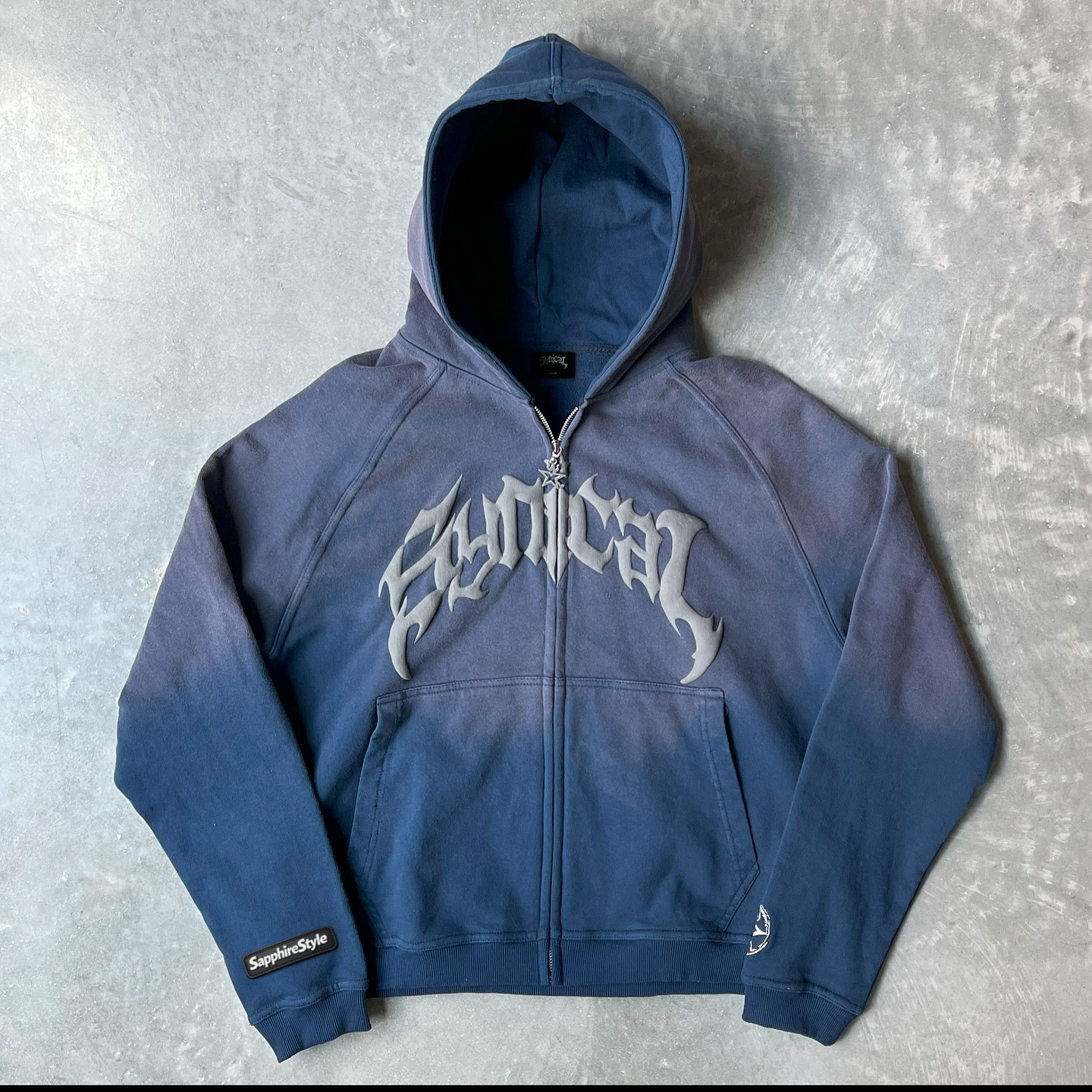 Sapphirestyle Vintage Gradient Print Zip-Up Hoodie