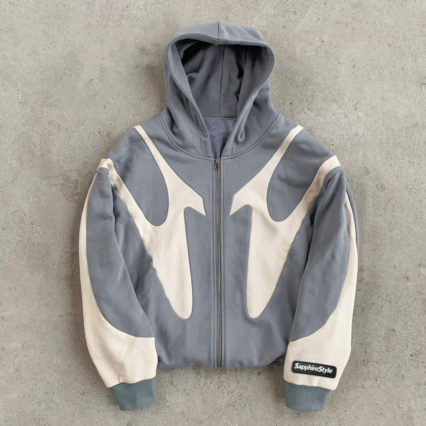 Sapphirestyle Stitching Color Print Long Sleeve Zipper Hoodies