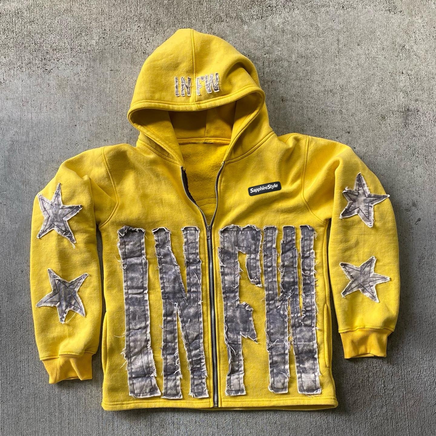 Sapphirestyle Lucky Embroidered Applique Street Casual Zip Hoodie